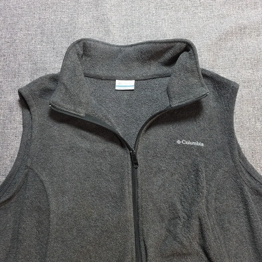 Columbia Vest Mens 2XL Sleeveless Full Zip Solid Gray Casual Fleece Hiking